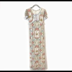 Vintage 1974 Prairie Edwardian Maxi Dress Size 4